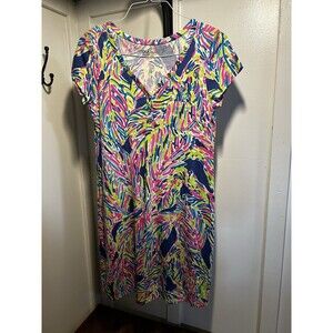 Lilly Pulitzer Women’s M Palmira Indigo T-Shirt Dress 100% Pima Cotton EUC